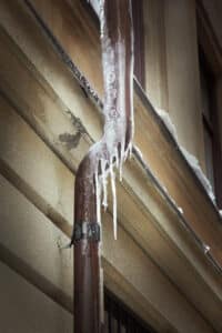 Frozen Pipes with icicle.