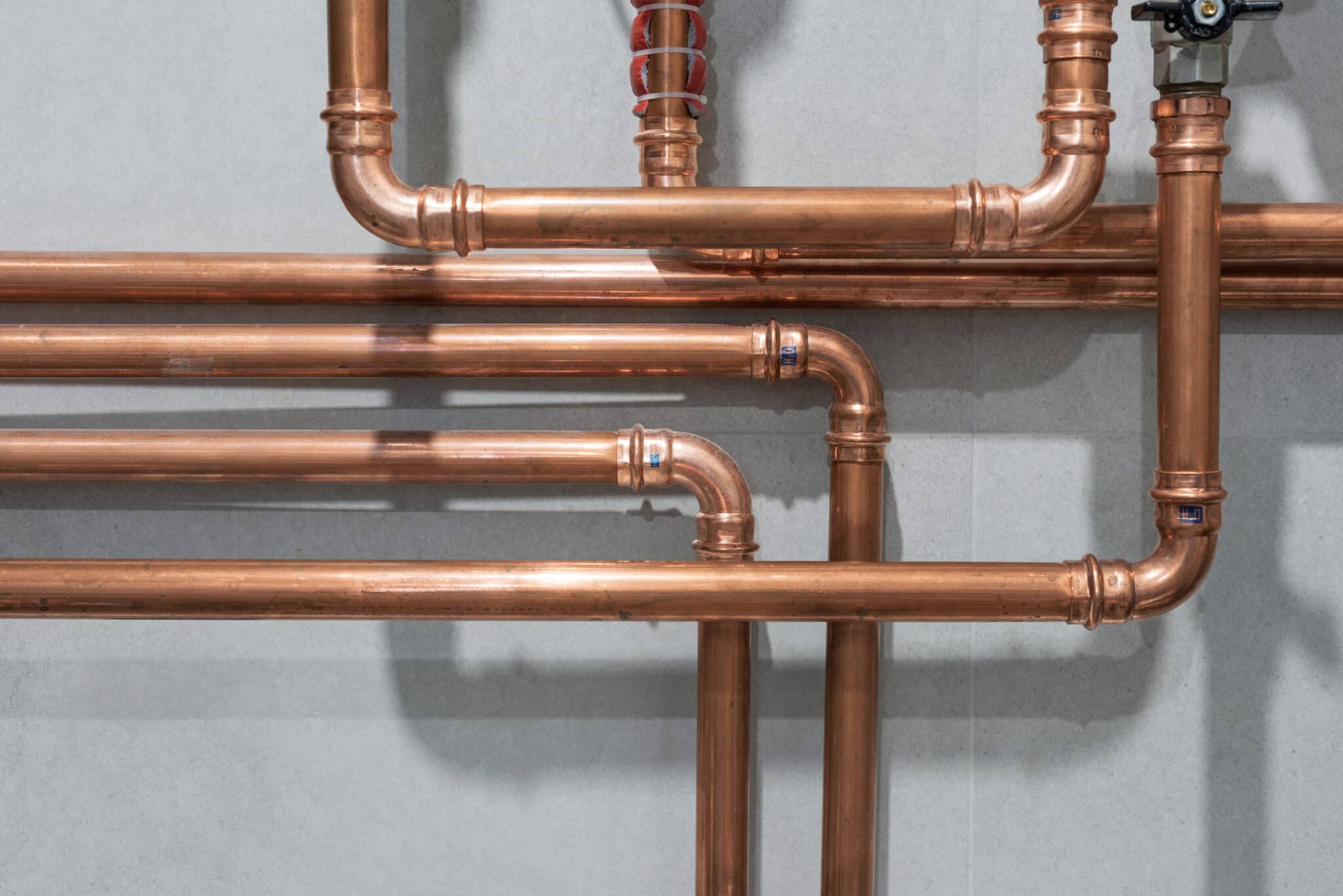 Plumbing System Layouts, Copper tubing of home heating system.